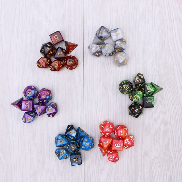 42Pcs Double-Colors Acrylic Polyhedral Dice Party Math Role Table Game Playing